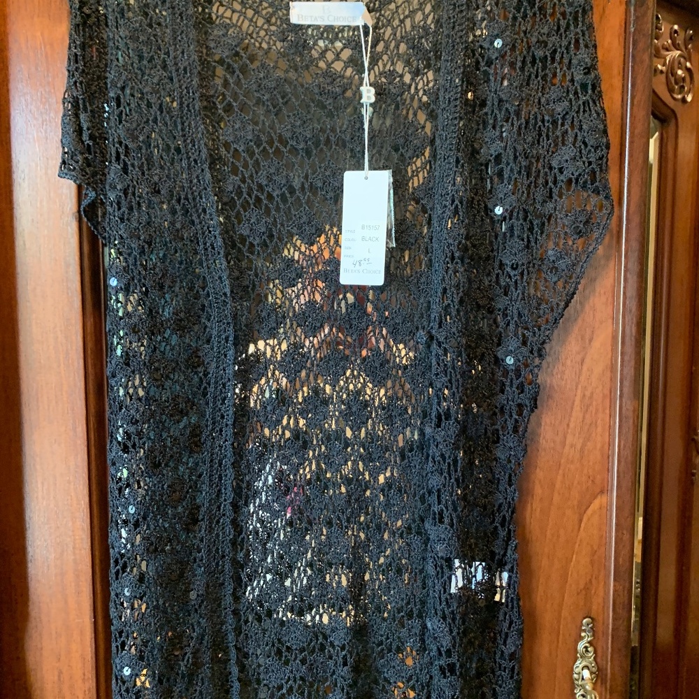 Black lace with sequins sweater